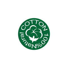 100% cotton icon.Natural organic cotton, pure cotton vector labels.logo vector illustration