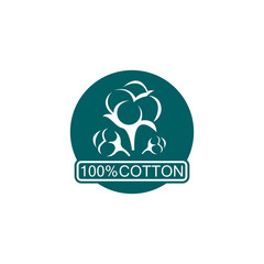 100% cotton icon.Natural organic cotton, pure cotton vector labels.logo vector illustration