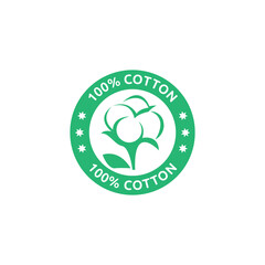 100% cotton icon.Natural organic cotton, pure cotton vector labels.logo vector illustration