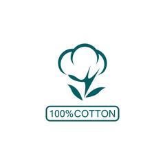 100% cotton icon.Natural organic cotton, pure cotton vector labels.logo vector illustration
