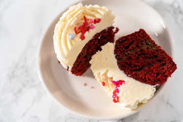 Red Velvet Cupcakes with White Chocolate Ganache Frosting