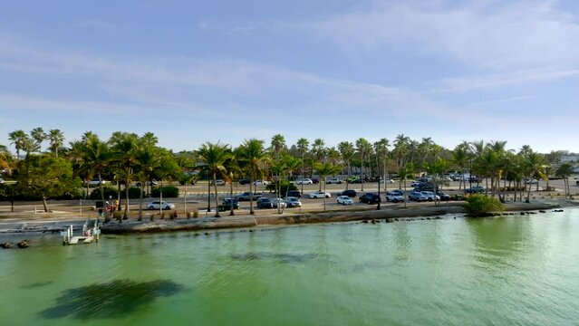 Aerial video Ringling Bridge Causeway Park and Bird Key