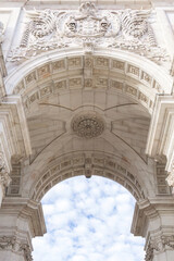 Arc de Triomphe on Rua Augusta in Lisbon bottom view