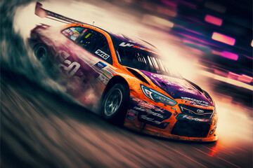 Illustration of Stylized Stock Car racing cars - Created with Generative Ai Technology