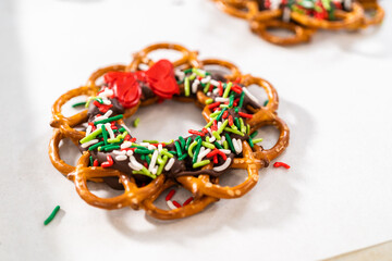 Chocolate Pretzel Christmas Wreath