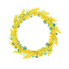 ナチュラルなミモザとユーカリのリース