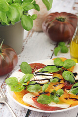 A plate with Italian salad caprese