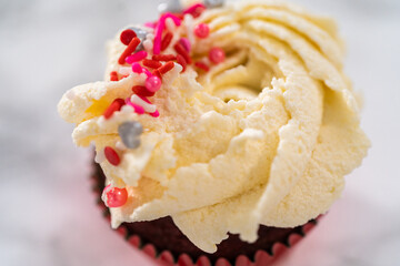 Red Velvet Cupcakes with White Chocolate Ganache Frosting