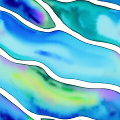 Seamless abstract blue background with waves, watercolor effects, ai generated