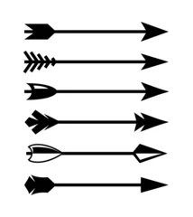 Tuinposter Vector arrow archer warrior weapon target indian feather hunt longbow symbol archery arrow medieval icon. © kolonko