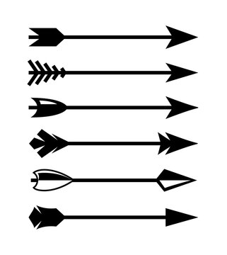 Vector arrow archer warrior weapon target indian feather hunt longbow symbol archery arrow medieval icon.