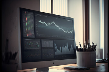 Financial chart on a screen with generative AI