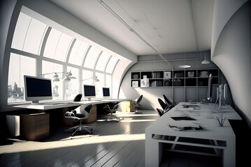 Empty modern business office with generative ai