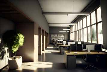 Empty modern business office with generative ai