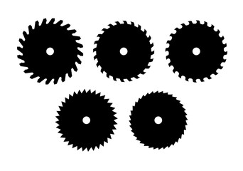 Circular saw metal icon set. Vector blade icon saw tool cut.