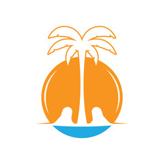 Palm tree summer logo template vector illustration