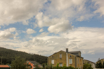 cloudy sky over the village