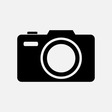 Camera black icon stroke vector photo outline logo. Photography pictogram camera web symbol