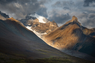 sunlight on mountain peak, Banff Canada