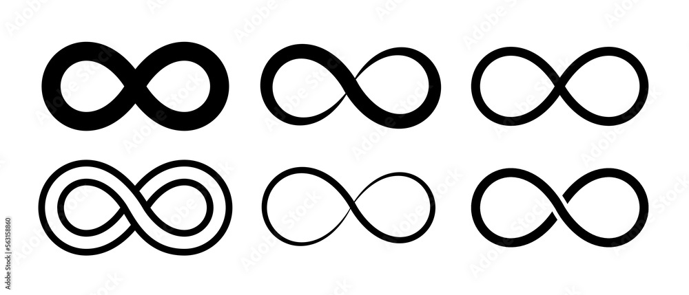 Poster eternity loop symbol logo vector endless abstract line icon. infinite unlimited cycle sign illustrat