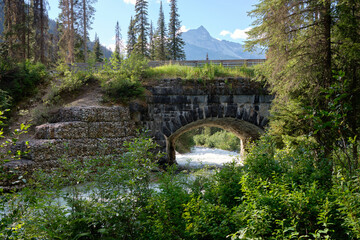 Original railway bridge over Illecillewaet River, Glacier national Park, BC