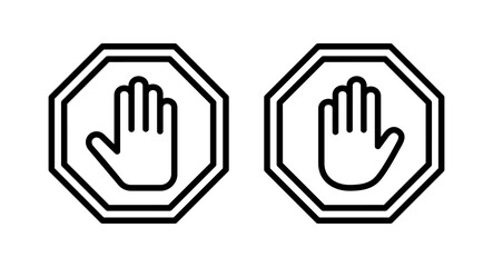 Obraz premium Stop icon vector illustration. stop road sign. hand stop sign and symbol. Do not enter stop red sign with hand