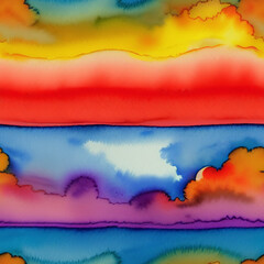watercolor background with clouds, seamless pattern, ai generated