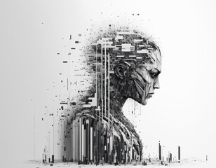 Artificial intelligence, abstract cyborg android. is not based on any real person. generative AI	