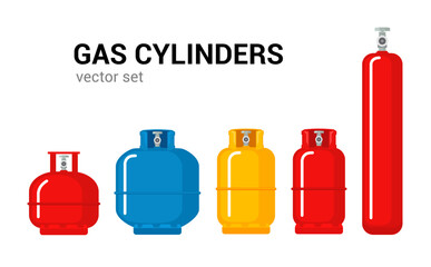 Gas cylinder vector tank. Lpg propane bottle icon container. Oxygen gas cylinder canister fuel storage