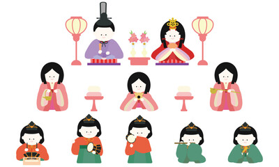 かわいいひなまつりの雛人形３段