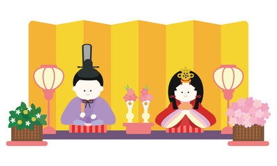 ひなまつりお内裏様とお雛様の雛飾り