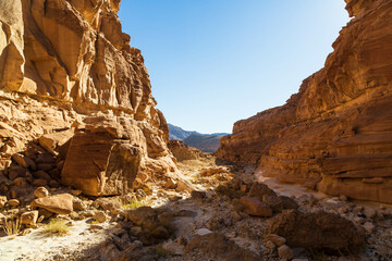 Amazing nature landscape of a Canyon, bizarre rock formation located in the Sinai mountain range,...