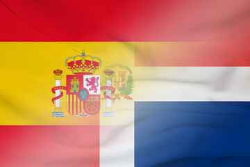 Obraz premium Spain and Dominican Republic state flag international relations DOM ESP