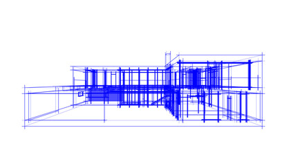 Modern house sketch architectural 3d rendering 