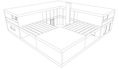 Modern house sketch architectural 3d rendering 