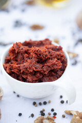Traditional Turkish food acuka. Organic turkish cuisine. Acuka is healthy vegeterian sauce for any type of food.