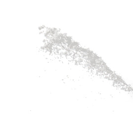 Photo image of falling down snow, heavy big small size snows. Freeze shot on black background isolated overlay. Fluffy White snowflakes splash cloud in mid air. Real Snow high speed shutter
