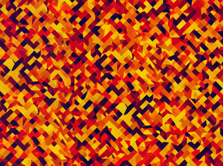 Abstract background with slightly blurred converging and transversal lines of warm colors with a confusing look.
