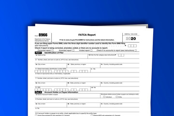 Form 8966 documentation published IRS USA 11.18.2020. American tax document on colored