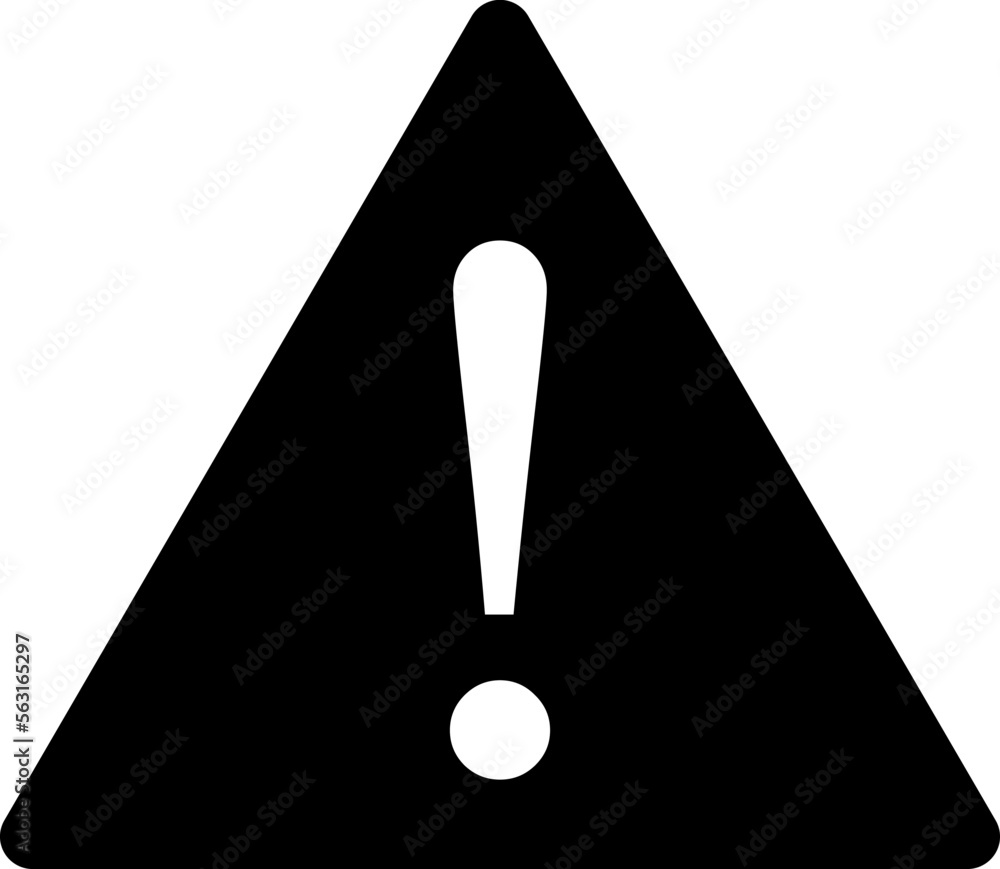 Poster black and white triangular warning or attention sign with exclamation mark icon. vector image.