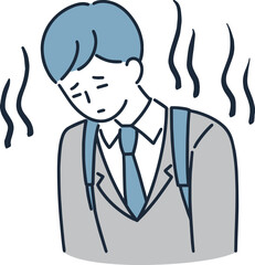 落ち込む男性　シンプルイラスト