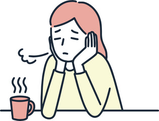 溜息をつく女性　シンプルイラスト