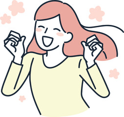 ウキウキな女性　シンプルイラスト