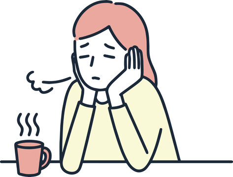 溜息をつく女性　シンプルイラスト