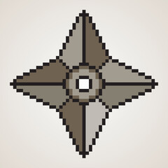 Shuriken ninja star with pixel art. © aditkel0nt0n9