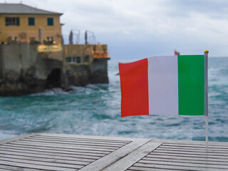 close up of tricolor national flag of Italy