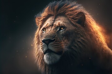 Naklejka premium Illustration lion créée par une intelligence artificielle.