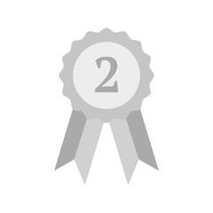 Silver prize badge with ribbons. Vector illustration