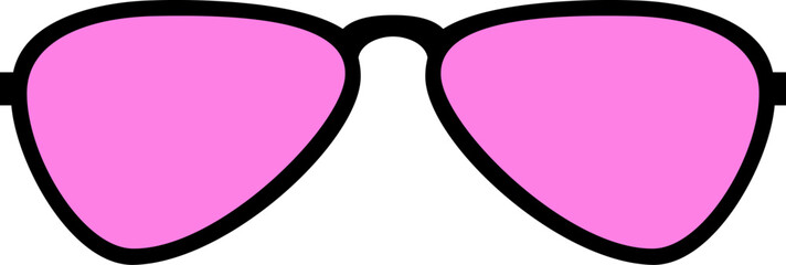 Eyeglasses or Sunglasses with Pink Lenses Icon. Vector Image.