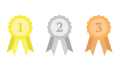 Prize badge set with ribbons. Vector illustration